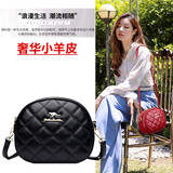 北狐真皮女包小香风女羊皮新款质感时尚菱格单肩真皮女士百搭迷你斜挎 黑色