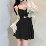 邦帛世泳衣女士泡温泉泳衣秋冬泳衣连体长袖性感显瘦游泳衣泳装裙式 蕾丝黑色连体泳衣【80斤-120斤】