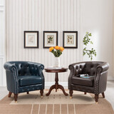 堂和聚（tangheju）美式单人沙发椅阳台休闲椅欧式实木真皮老虎椅1719 定制全头层牛皮 单人位