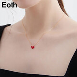 EOTHS925银小红心项链女锁骨链桃心红色爱心吊坠送老婆送女友生日礼物 925银小红心项链+精美礼盒