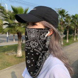 慎蕴摩托车防晒面罩男女全脸冰丝挂耳护脖子防寒面巾遮阳脸罩骑行面纱 腰果 黑色   一只装