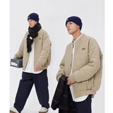 唐号（tanghao） 冬季ins潮牌宽松菱形格棉衣男日系复古棒球服外套情侣加厚棉服 A551卡其色 3XL