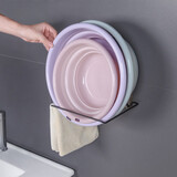 铁艺脸盆挂架 浴室卫生间免打孔洗脸盆收纳架挂钩 厨房壁挂脸盆架 黑色+黑色 2个装