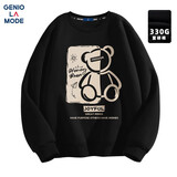 森马集团卫衣男士圆领秋冬季无帽印花内搭青年百搭衣服 黑色 L