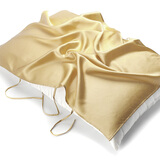 桑宋重磅真丝枕巾丝绸枕头巾100%桑蚕丝美容护肤透气抗菌单人6根绑带 香槟色