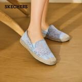 斯凯奇（Skechers）渔夫鞋女单鞋新中式蕾丝平底鞋浅口通勤一脚蹬113025-GRY灰35.5