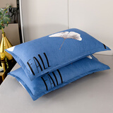 枕头芯一对带枕套套装宿舍枕芯一只单人成人护颈家用租房学生枕头 大蓝花 一个枕芯+一个枕套