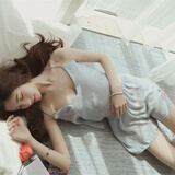 子木雅居睡衣女夏季冰丝吊带背心短裤两件套韩版甜美可爱学生家居服 #RYT吊丝-玫瑰灰色 M