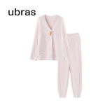 ubras【虞书欣同款】兔绒绒开襟家居服套装厚款女加绒睡衣冬季女 【长袖长裤套装】粉晨色 L