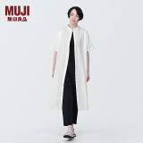 无印良品（MUJI）女式 凉感平纹立领短袖连衣裙女装裙子长裙衬衫裙开衫外搭纯棉 白色 M (160/84A)