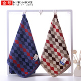 金号方巾纯棉商务男士洗脸小毛巾擦手四方全棉吸水挂式擦手巾无挂绳 商务格子棕色34*36cm 1条 52g