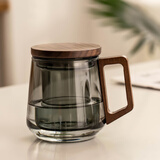 瓷牌茗茶具（cipaiming teaset）玻璃茶杯茶水分离带盖泡茶水杯个人办公室情侣喝茶杯子 烟灰《清灵》三件杯