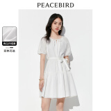 太平鸟女装短款初恋小白裙2024夏新款圆领短袖连衣裙小众收腰裙子 米白 M