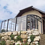 怡户门窗北京别墅可移动阳光房定制庭院电动玻璃顶自动伸缩折叠铝合金雨棚 移动阳光房