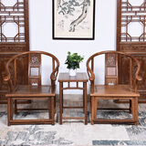寻古 红木家具非洲鸡翅木（学名：非洲崖豆木）圈椅三件套实木中式典太师椅靠背椅子宫廷椅阳台茶几小桌 简单茶几三件套