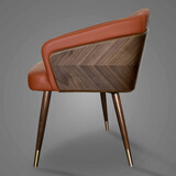 托尼斯餐椅简约创意家用北欧餐厅实木椅子皮艺现代休闲洽谈咖啡厅设计师 橙色-皮质