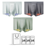 CHARM KAPOK男士内裤莫代尔2026新款无痕冰丝大码抗菌四角平角双面运动短 3条：浅灰+深灰+绿色 2XL 【推荐130-149斤】