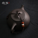 瓷韵慈心茶壶盖挂绳紫砂壶杯盖防摔保护绳高端编织系壶绳绑壶盖绳子拴壶把 咖啡色【藏十字经文】石瓢用绳