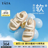 他她（TATA）厚底运动凉鞋女松糕底软羊皮夏季新款GCN01BL3 米白 34