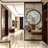 诚乐美 新中式实木屏风隔断墙客厅入户玄关办公室纱画座屏镂空格栅定制 款式二 【胡桃木】定制/每平方