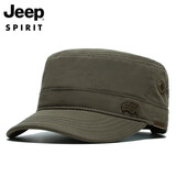 Jeep吉普帽子男士平顶帽鸭舌帽四季时尚户外太阳帽旅游出行防晒遮阳帽 军绿色
