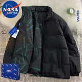 NASA MARVEL官方潮牌联名男装棉衣男棉服男士立领冬季新款美式双面穿保暖 黑色（双面穿） XL -(120斤-140斤)