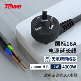 TOWE同为16A大功率三芯自接线裸尾线插头带线电源线 2.5平方 2米 TW-F-25G16 2M