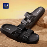 海澜之家（HLA）男鞋时尚透气户外休闲凉拖鞋舒适增高HAALXM2ACp0037 黑色40