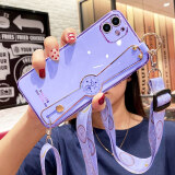 壳百变 苹果12手机壳iPhone12保护硅胶套镜头全包防摔软壳女款腕带斜挎 苹果12【丁香紫】*带创意腕带支架