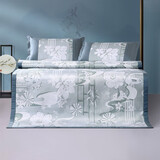 富安娜 凉席冰丝席800D粗丝加密席子透气凉感可折叠空调夏凉席三件套 浅陌(800D冰丝+清爽透气+可水洗) 标准（ 150cm*200cm ，一对枕套）