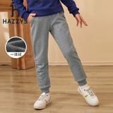 哈吉斯（HAZZYS）品牌童装儿童男童冬新款长裤简约舒适时尚男童针织一体绒长裤 中花灰 160