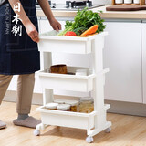 家の物语（KATEI STORY）日本进口厨房置物架落地多层带滑缝隙储物架客厅收纳架浴室卫生间 三层白色升级款 45cm*30cm*68.8cm