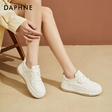 达芙妮女士休闲鞋厚底小白鞋百搭软底舒适平底显瘦运动板鞋女 奶茶色37