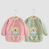 杭赫  【2件装】新款宝宝吃饭罩衣秋冬长袖儿童围裙防脏反穿衣护衣灯