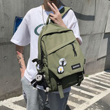 酷咖书包男韩版原宿ulzzang双肩包女学生背包防划耐磨15.6英寸笔记本 深绿【带2徽章/带猩猩挂件】