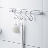 家の物语（KATEI STORY）日本免打孔可伸缩杆壁挂杆悬挂置物架 S型挂钩黏贴式无痕浴室厨房 套装A（伸缩杆+挂夹+s钩小号）