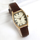 聚利时邢菲同款复古休闲皮带小众酒桶手表女士学生考试石英情侣表JA-703 金壳女款【原装针扣】 +原装礼盒+小镜子+电池2