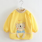 识易宝宝罩衣秋冬季防水防脏儿童围裙外反穿衣婴儿吃饭围兜围衣1-3岁 兜兜熊金黄 120(18码建议4-5岁)