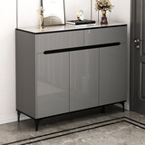 赛初 鞋柜门口收纳一体柜家用入户玄关柜客厅大容量阳台储物柜子 【三门两抽】天空灰90*30*100cm