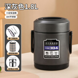 米必暖保温饭盒双层上班猪脚饭桶保温饭盒24小时冬天新款餐盒便携饭盒 深灰色送餐具+保温袋 1.8L