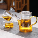 斌能达玻璃泡茶壶红茶茶具泡茶器绿茶功夫过滤杯加厚家用办公室茶水分离冲茶壶大号 420ML茶色把+2茶杯
