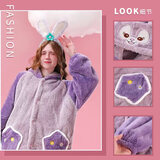 妍艺诗睡衣女冬小怪兽珊瑚绒加厚夹棉家居服套装玉桂狗睡袍女睡裙 星黛露【睡袍+裤子】 L/XL【推荐125-185斤】