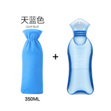 三朴samply三朴热水袋注水长条暖水袋加厚热敷肚子暖手迷你可爱透明小 迷你小蛮腰蓝色+布套350ml