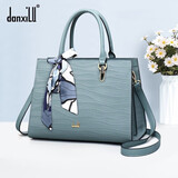 丹希路（danxilu）真皮女士包包2025新款女包大容量斜挎手提包生日礼物送妈妈 【头层牛皮】清新蓝9628