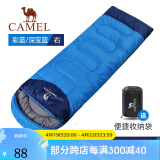 骆驼（CAMEL）户外睡袋 轻盈加厚保暖双人旅行露营室内便携成人睡袋 20—25℃，彩蓝/深宝蓝，1.1kg(右) 均码