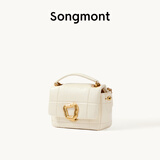 Songmont山下有松软巧克力包mini头层牛皮单肩链条小方包 奶昔白 预售7天