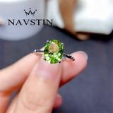 奈维斯汀品牌橄榄石戒指女新款绿宝石水晶指环小众高级感520礼物 橄榄石戒指