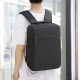 朗斐双肩包男16英寸商务笔记本电脑包女背包初中高中学生大容量书包 黑色（可容纳15.6英寸电脑包）