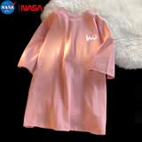 NASA MARVEL短袖T恤男2024夏季新款重磅纯棉宽松短袖T恤ins潮流上衣 亮粉色 2XL