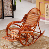 Sn家用真藤揺摇椅躺椅大人阳台休闲午睡椅竹藤椅藤编老人逍遥椅子 经典藤片双枕摇椅